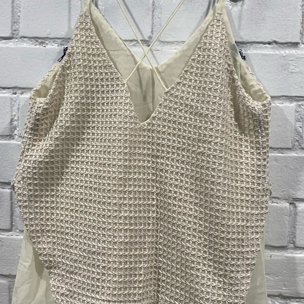 Doubled Lined Woven Cream Tank Top - Picture 2 of 4